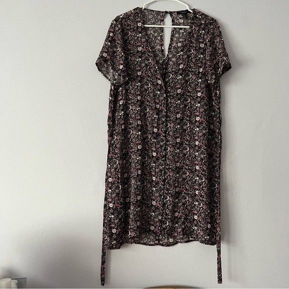 Forever 21 Pink Floral Print Button Down Dress Medium - Picture 1 of 10